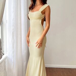 Beginning Boutique Cream Backless Dress